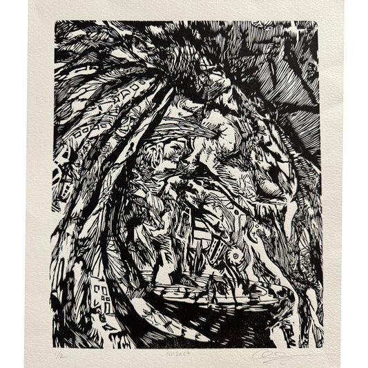 Impact Woodblock Print